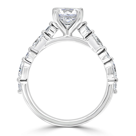 Photo of "Clarice" Solitaire Mounting in a decorative scene, designed by , available at Plumb Gold & Plumb Silver
