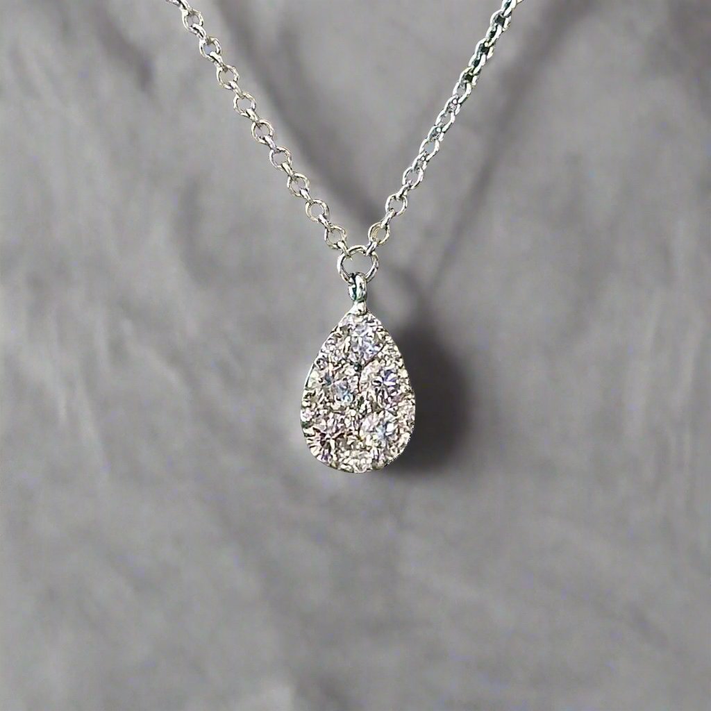 Diamond Pear Drop Pendant – Plumb Gold Plumb Silver