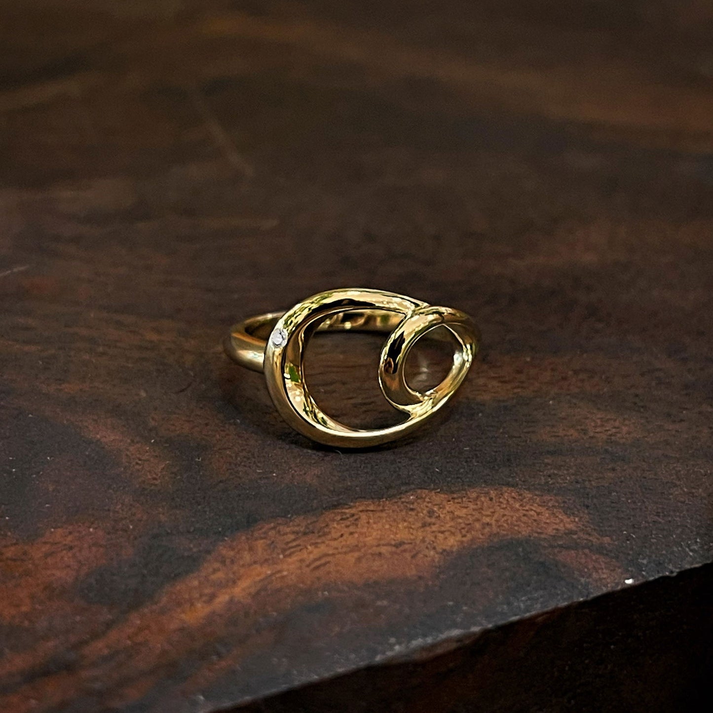 Photo of Double Oval Diamond Ring in a decorative scene, designed by , available at Plumb Gold & Plumb Silver