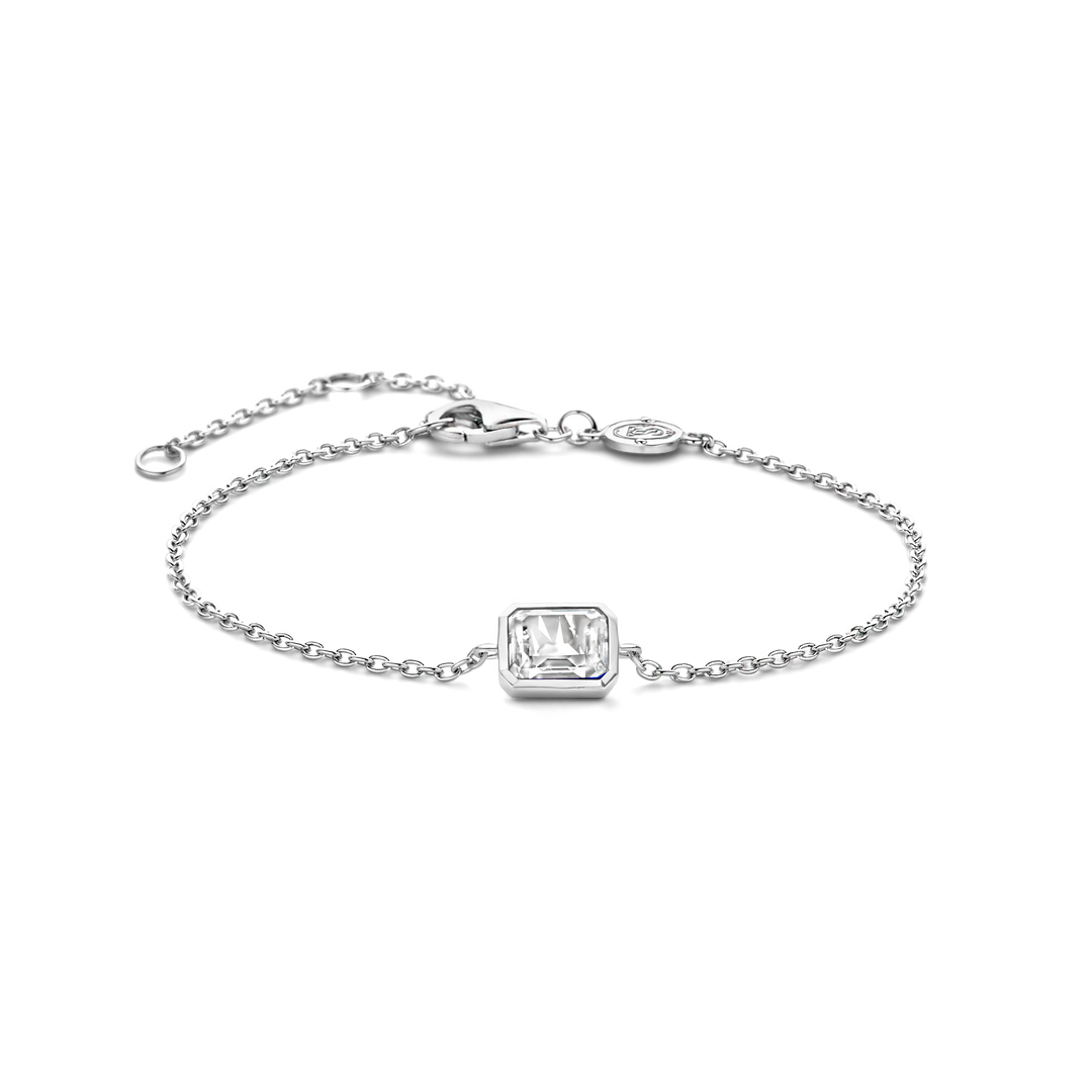 Photo of Emerald Cut Cubic Zirconia Bracelet in a decorative scene, designed by , available at Plumb Gold & Plumb Silver