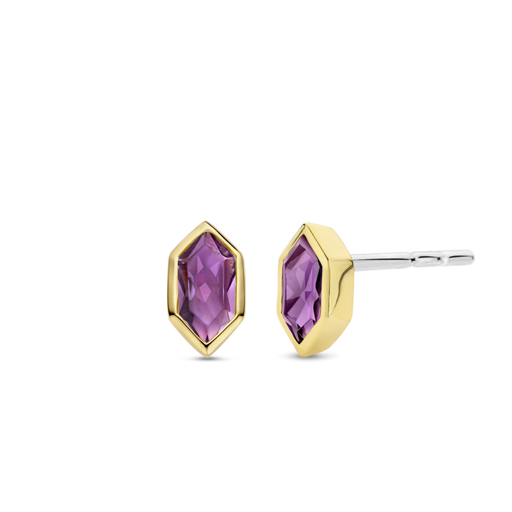 Photo of Hex CZ Studs in a decorative scene, designed by , available at Plumb Gold & Plumb Silver