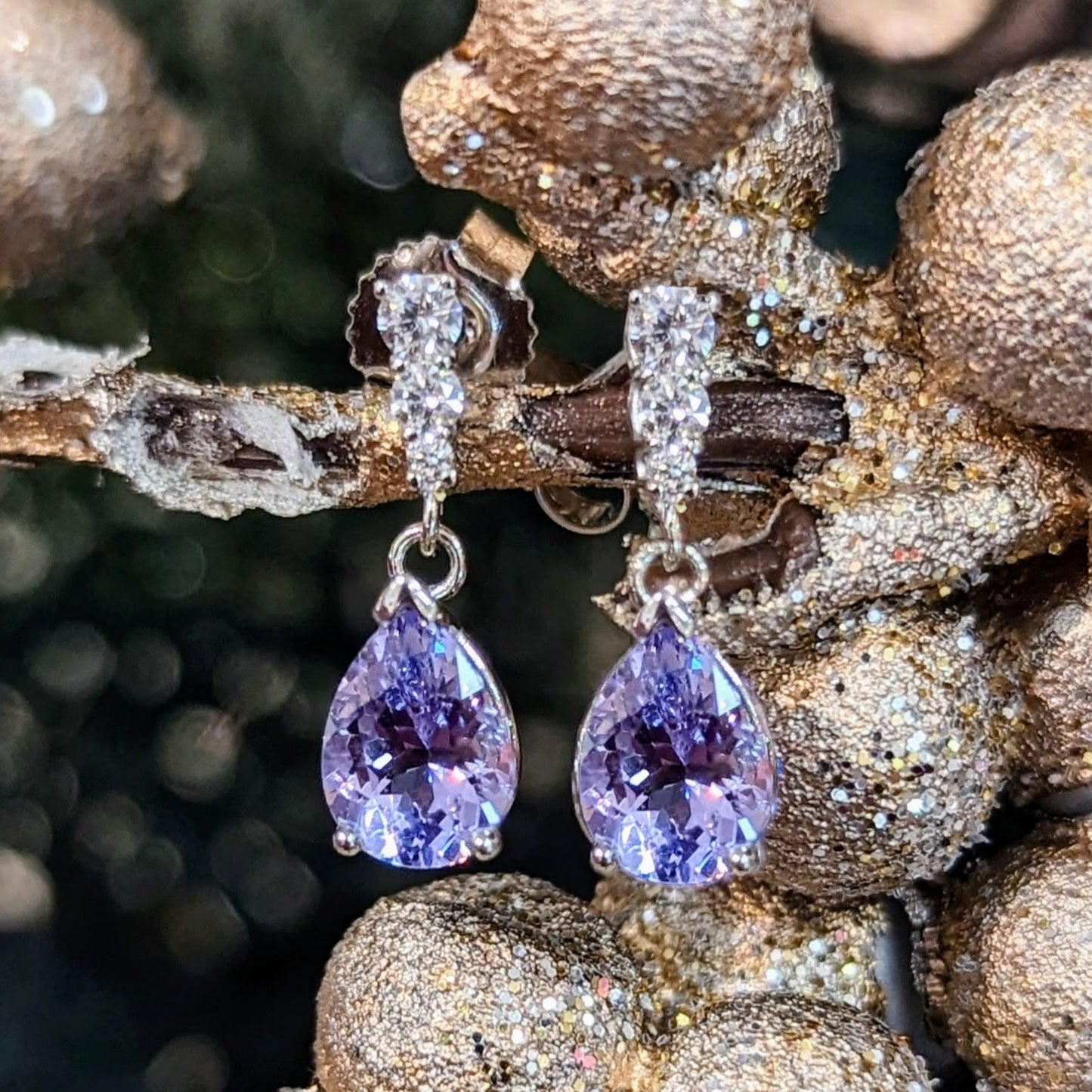 Lavender Spinel Diamond Accented Dangles – Plumb Gold Plumb Silver