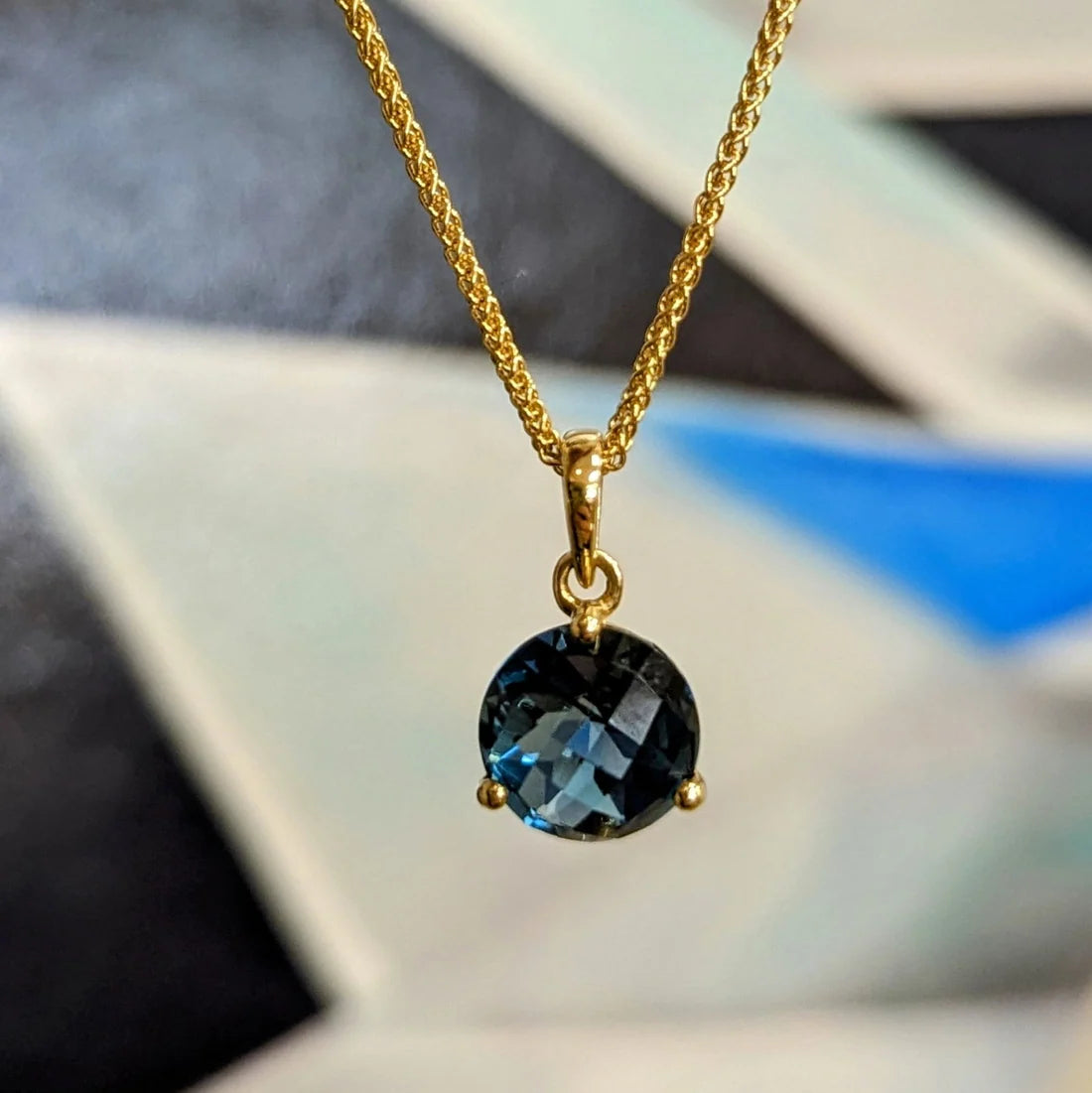 London Blue Checkerboard Pendant