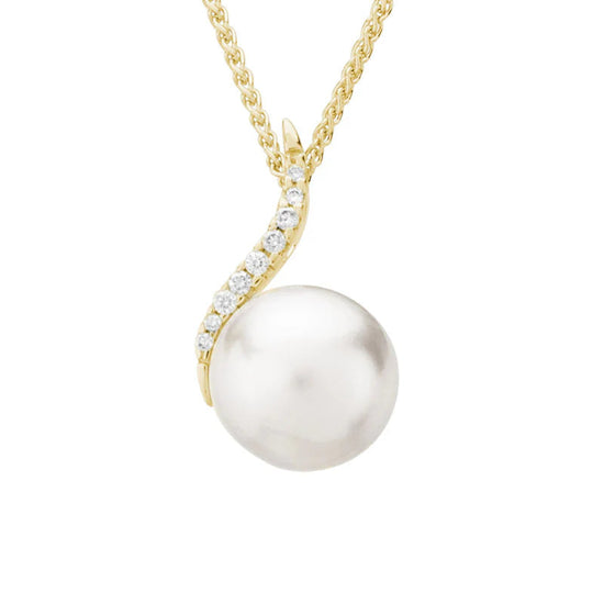 Photo of Pearl and Diamond Necklace in a decorative scene, designed by , available at Plumb Gold & Plumb Silver