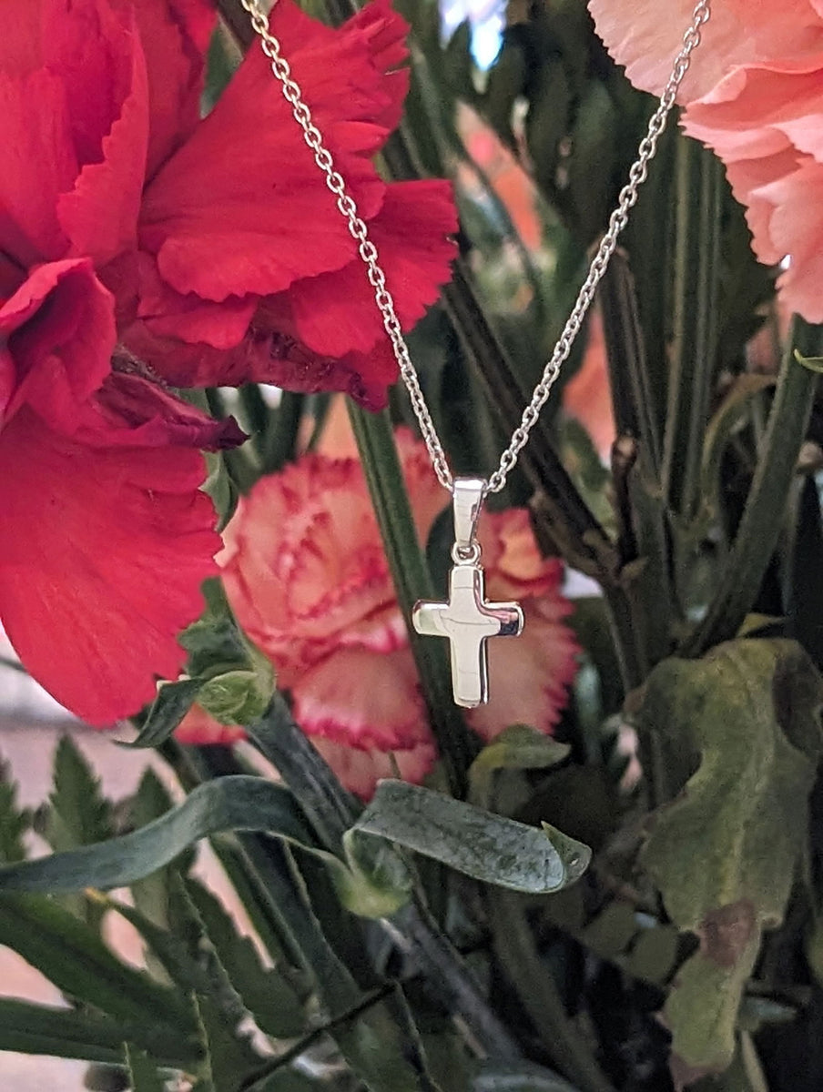 Petite Simple Cross – Plumb Gold & Plumb Silver