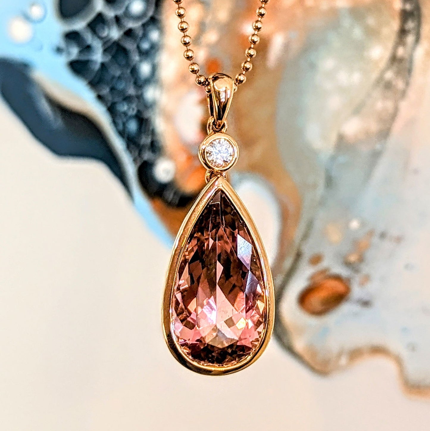 Pink tourmaline teardrop pendant – Plumb Gold Plumb Silver