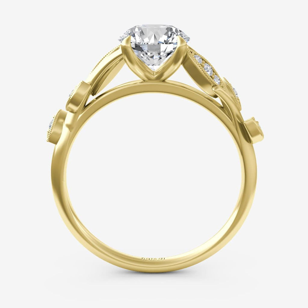 Photo of "Polly" Ring Mounting in a decorative scene, designed by , available at Plumb Gold & Plumb Silver