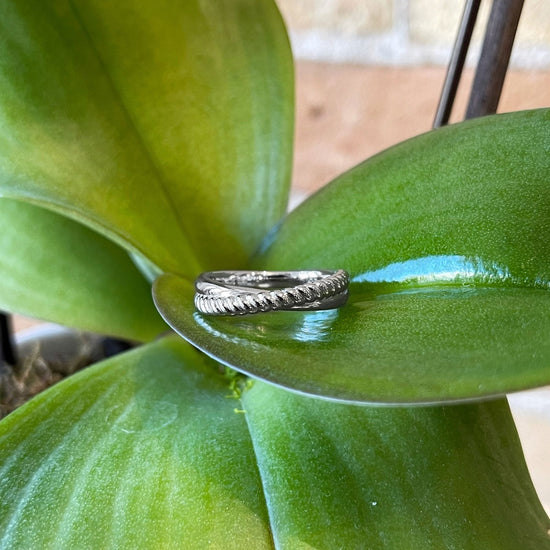 Photo of Twisted Rope Ring in a decorative scene, designed by , available at Plumb Gold & Plumb Silver