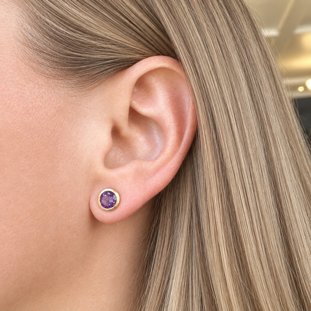 Amethyst Bezel Earring, 1.49cts