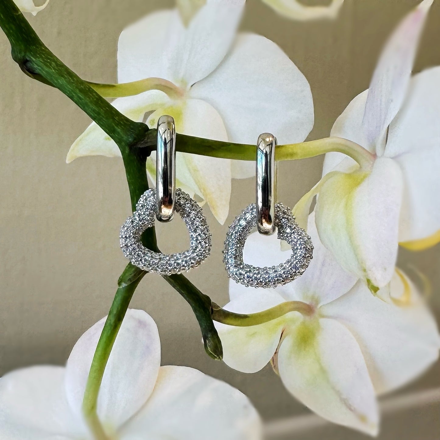 Cubic Zirconia Heart Earrings