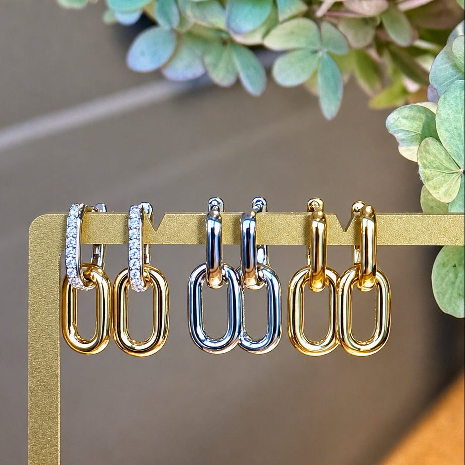 paperclip huggie dangle earrings