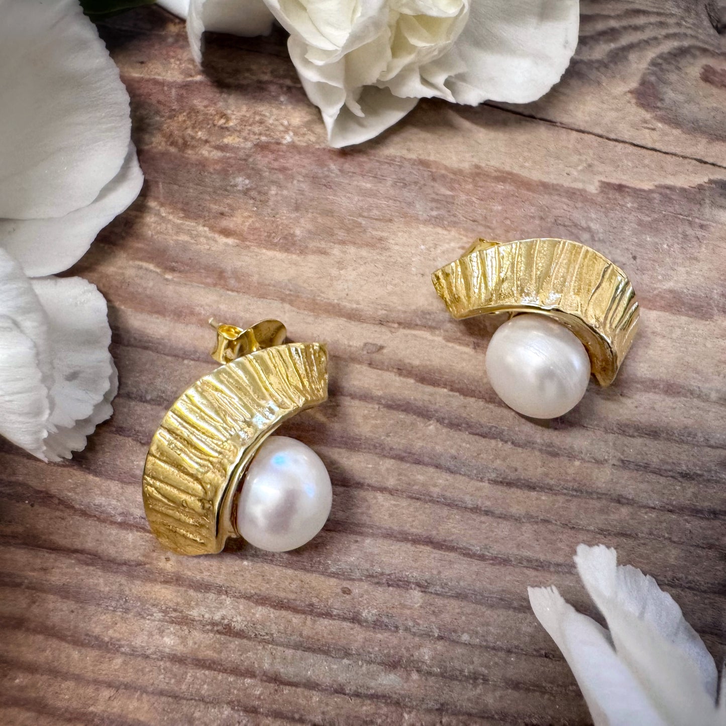 "Seaweed" Pearl Earrings