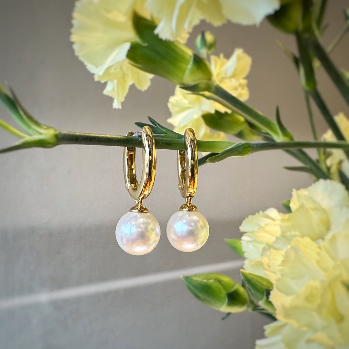 Pearl Drop Hoop Earrings