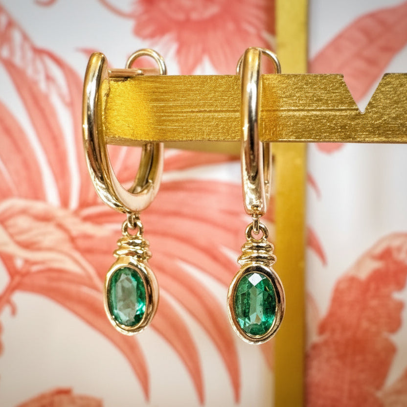 Emerald Drop Hoops