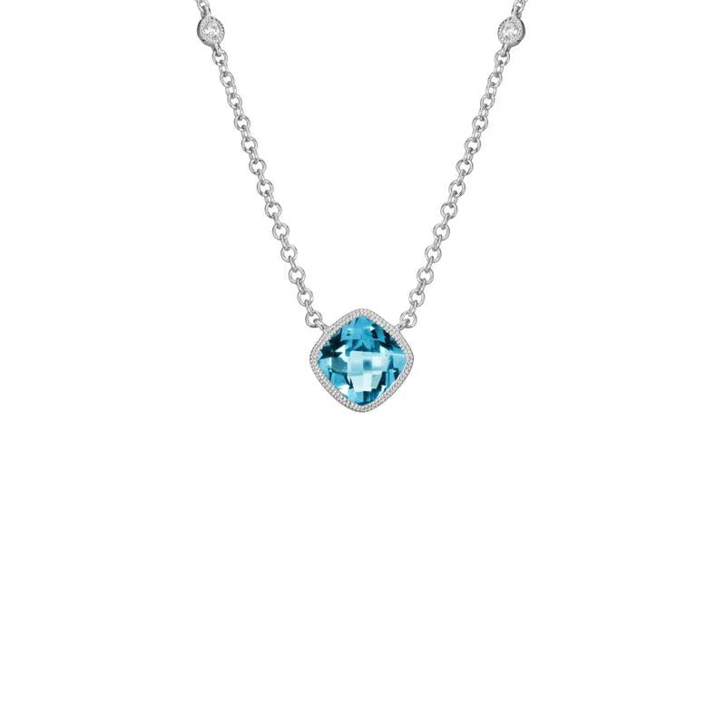 Checkerboard Gemstone Bezel Necklace