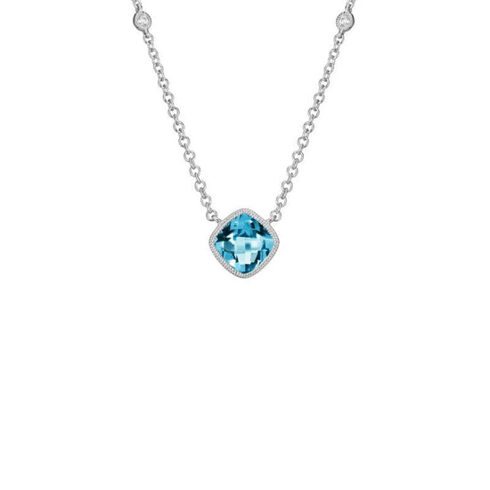 Checkerboard Gemstone Bezel Necklace