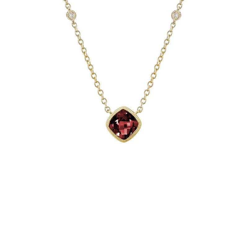 Checkerboard Gemstone Bezel Necklace