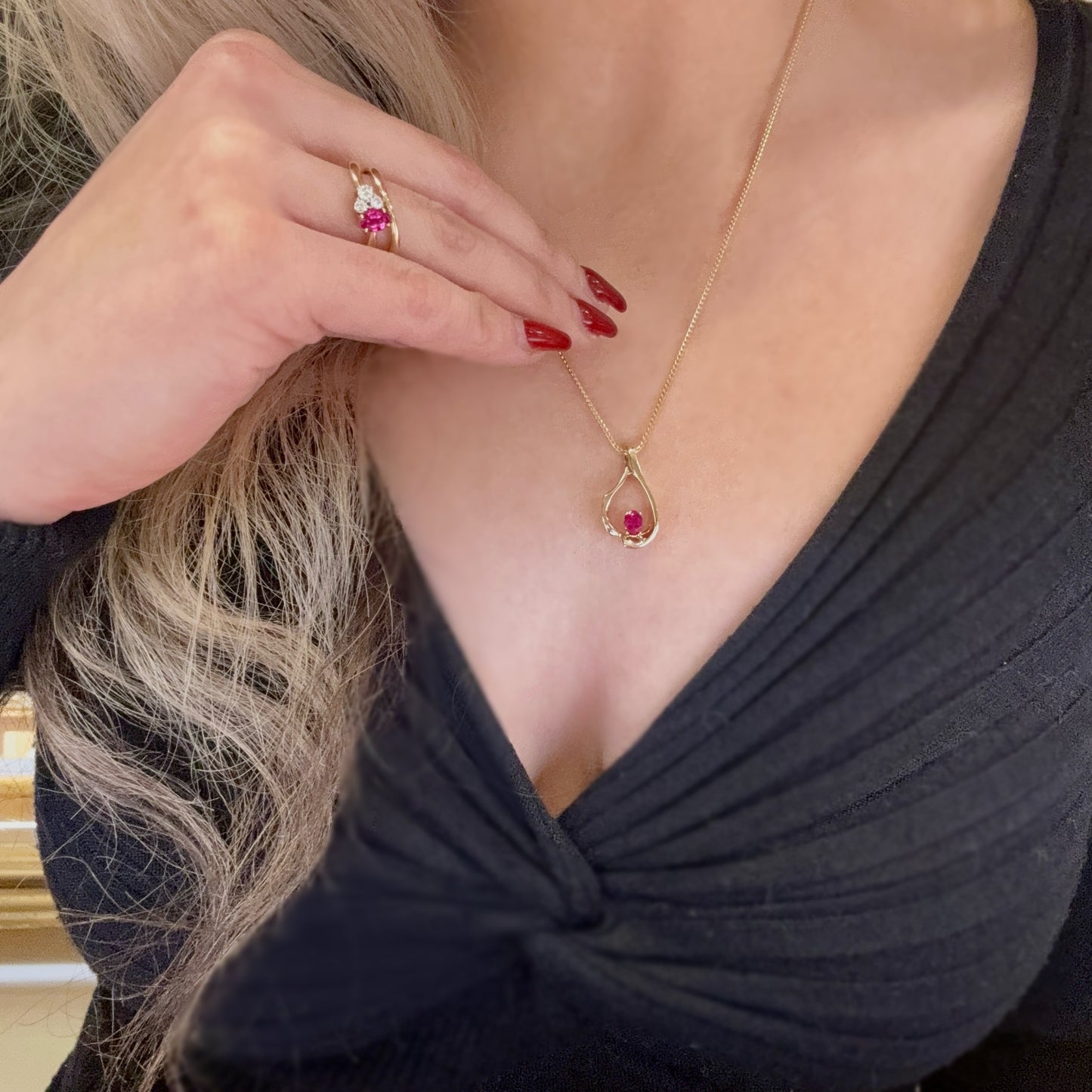 Ruby and Diamond Double Wavy Ring