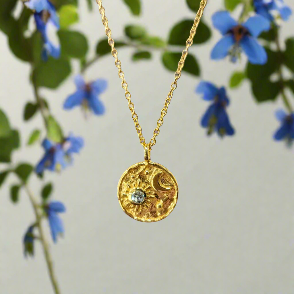 "Luna" Celestial Blue Topaz Accented Necklace