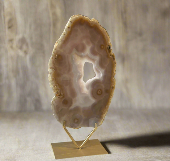 Peachy Brown Druzy Agate Slice