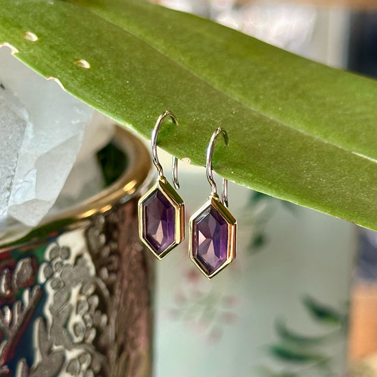 Purple Hexagon CZ Dangle