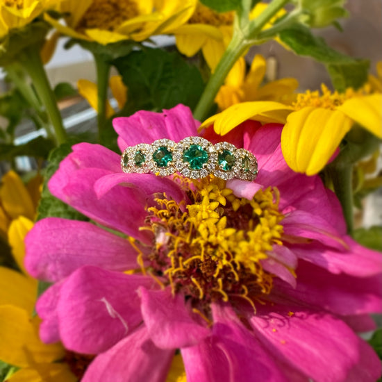 Emerald Seven Halo Ring