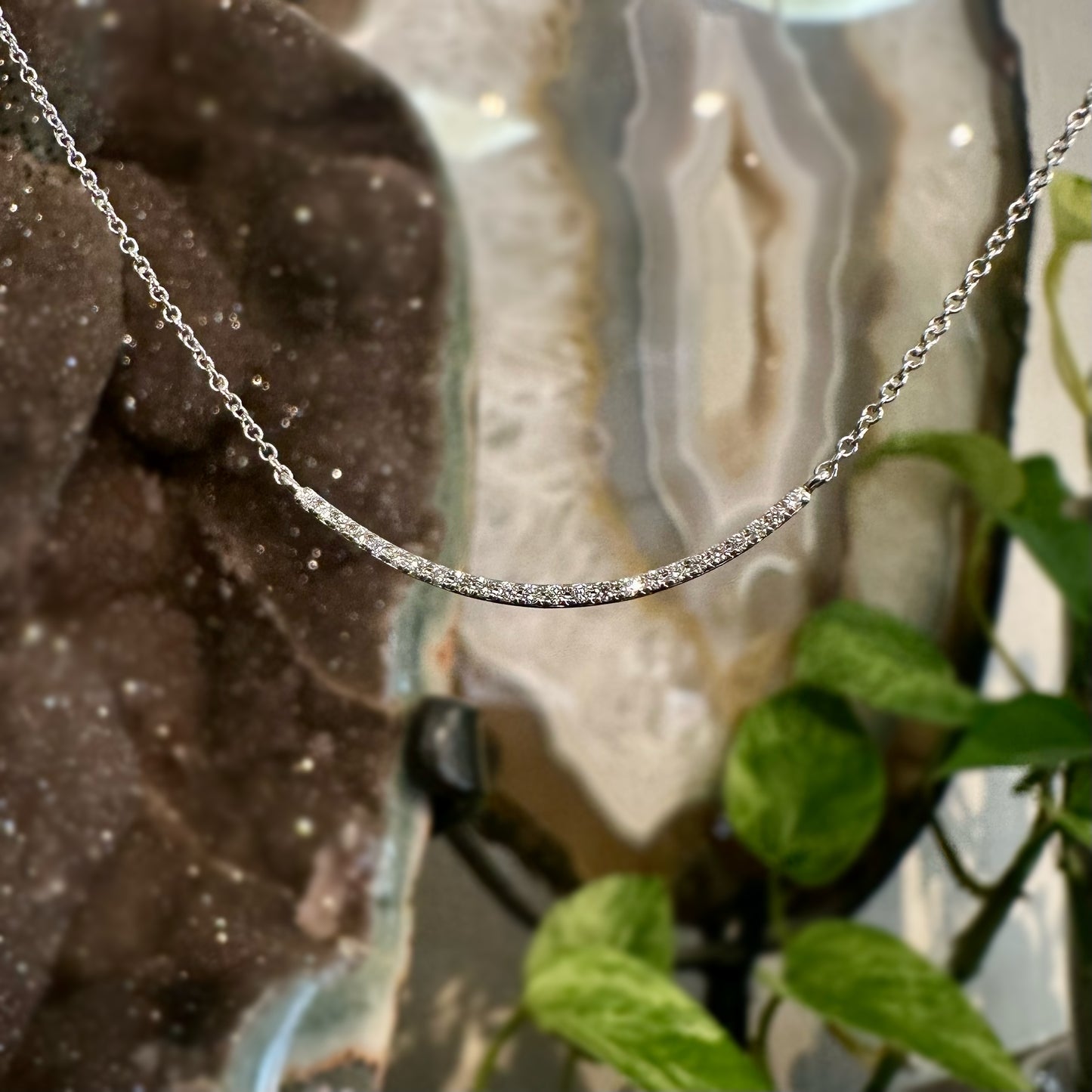 Diamond Curved Necklace