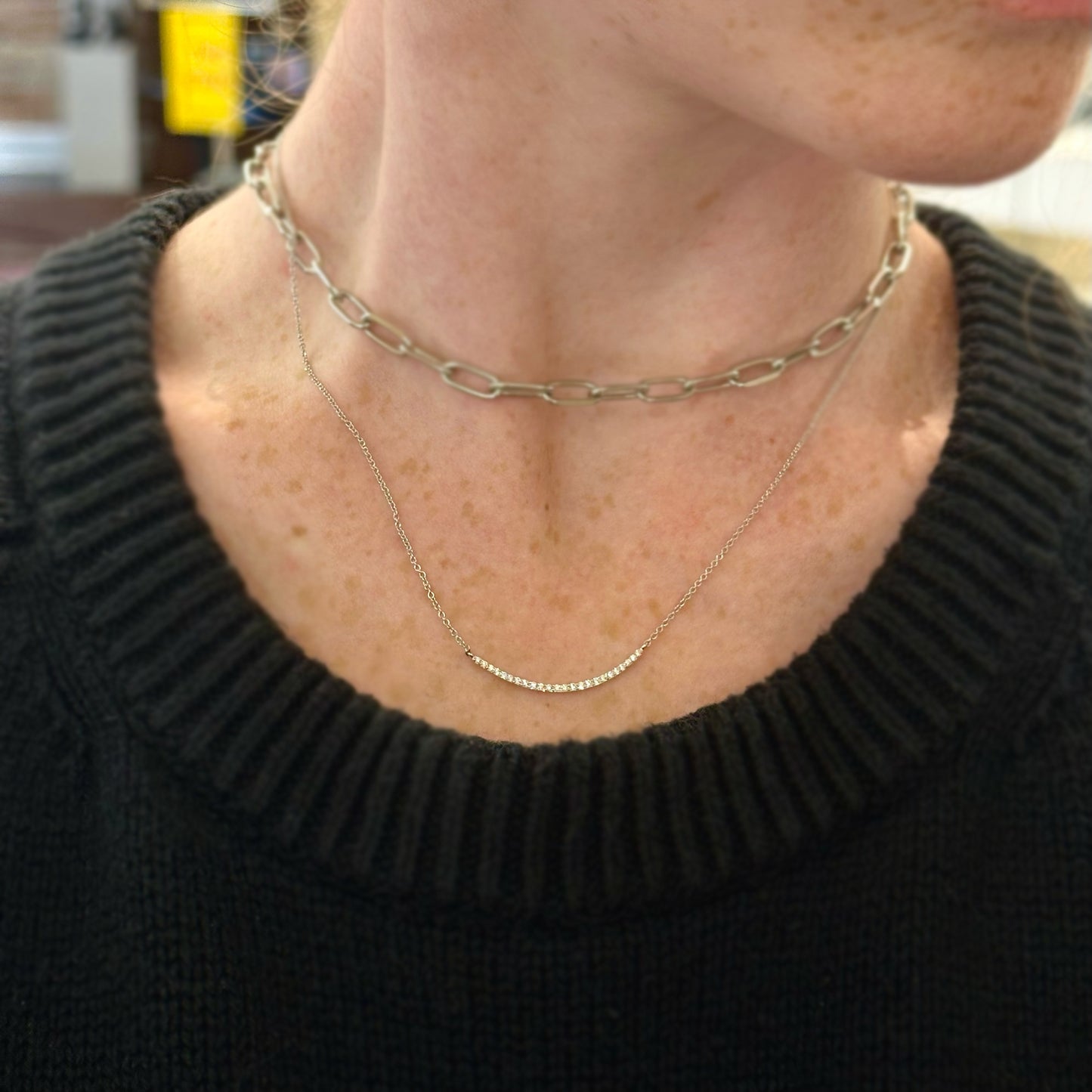 Diamond Curved Necklace