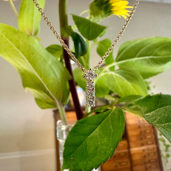 Four Stone Diamond Line Necklace