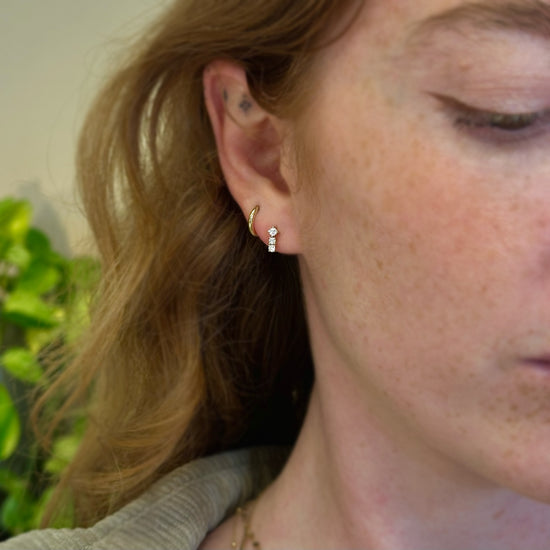 Three Stone Diamond Studs