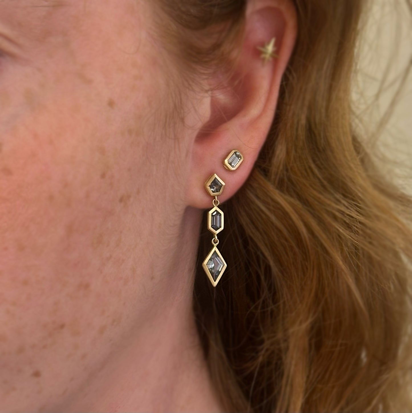 Spinel Geo Drop Earrings