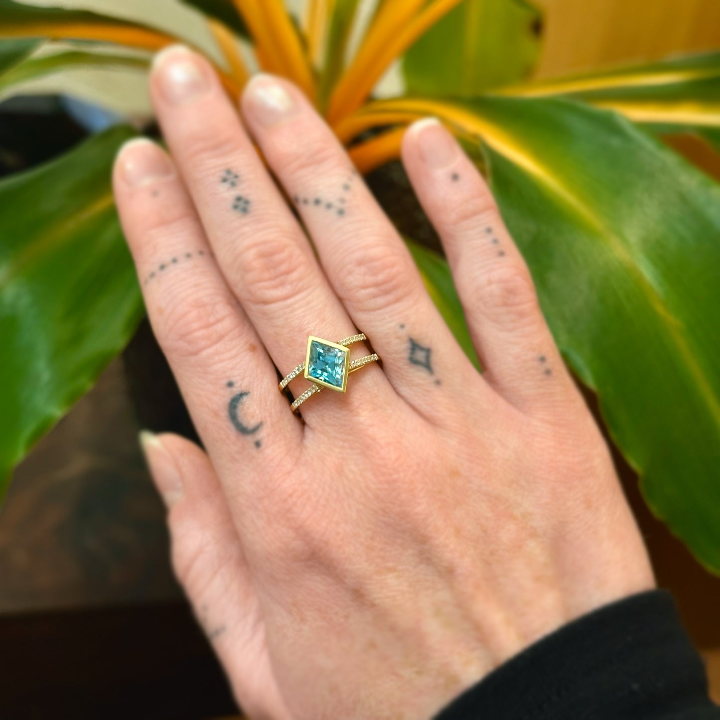Blue Zircon Kite Ring