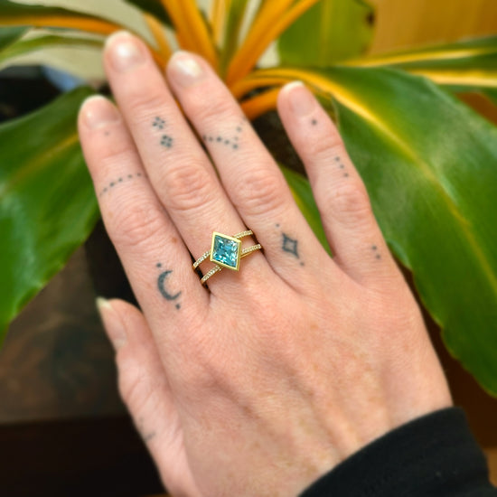 Blue Zircon Kite Ring
