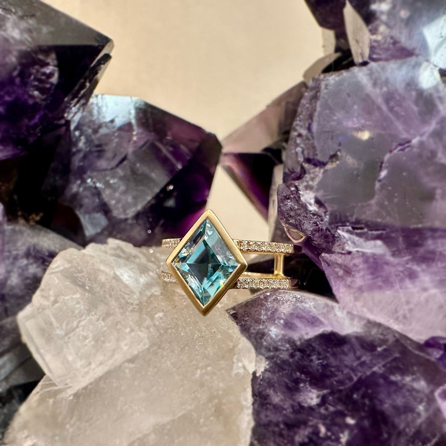Blue Zircon Kite Ring