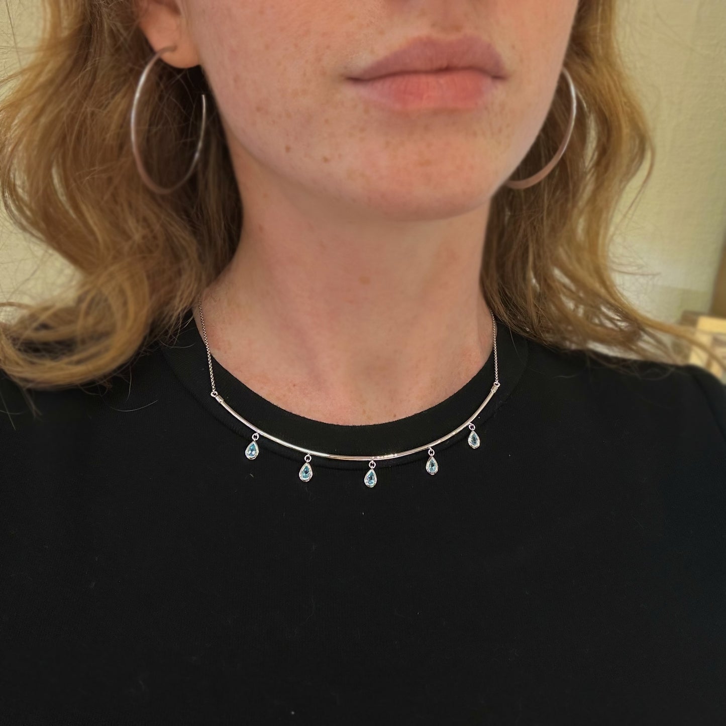 Curved Topaz Dangle Necklace