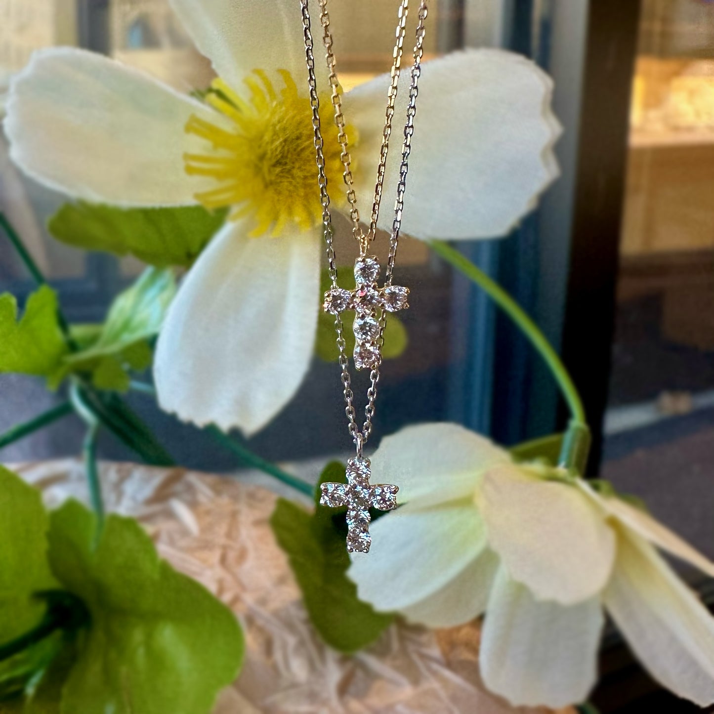 Dainty Diamond Cross Necklace