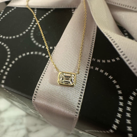 Emerald Cut Diamond Solitaire Necklace
