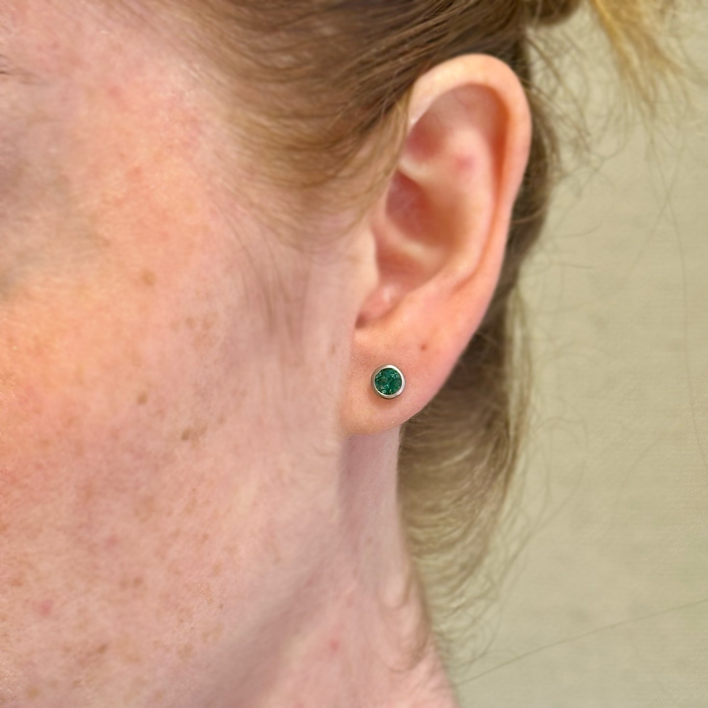 Blue Tourmaline Bezel Studs