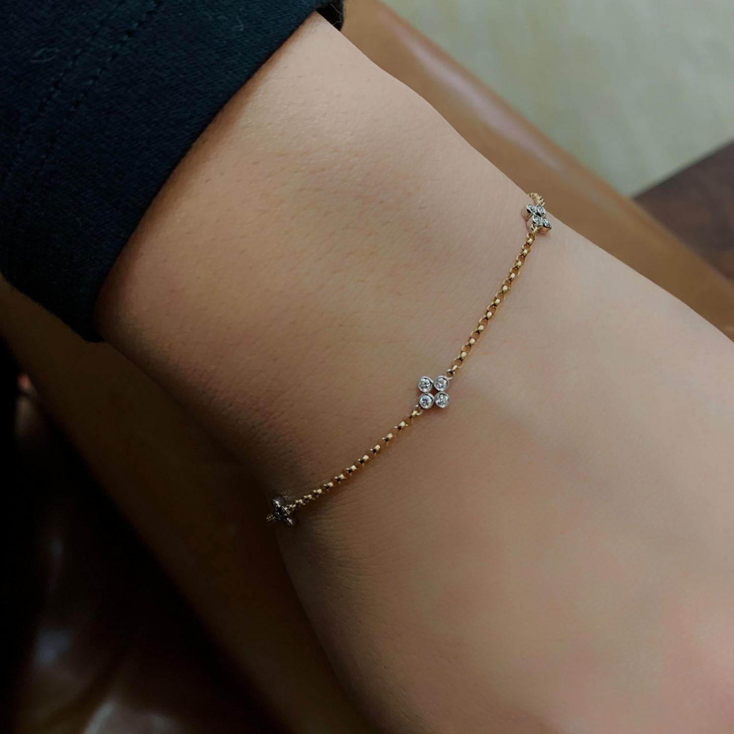 Diamond Quatrefoil Station Bracelet