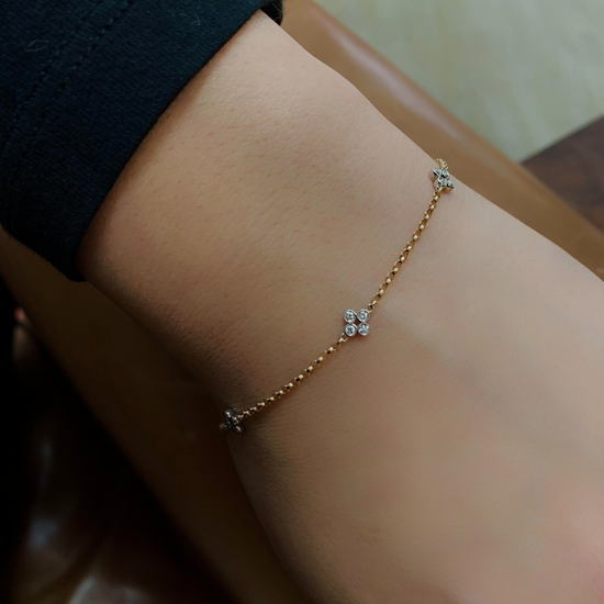 Diamond Quatrefoil Station Bracelet