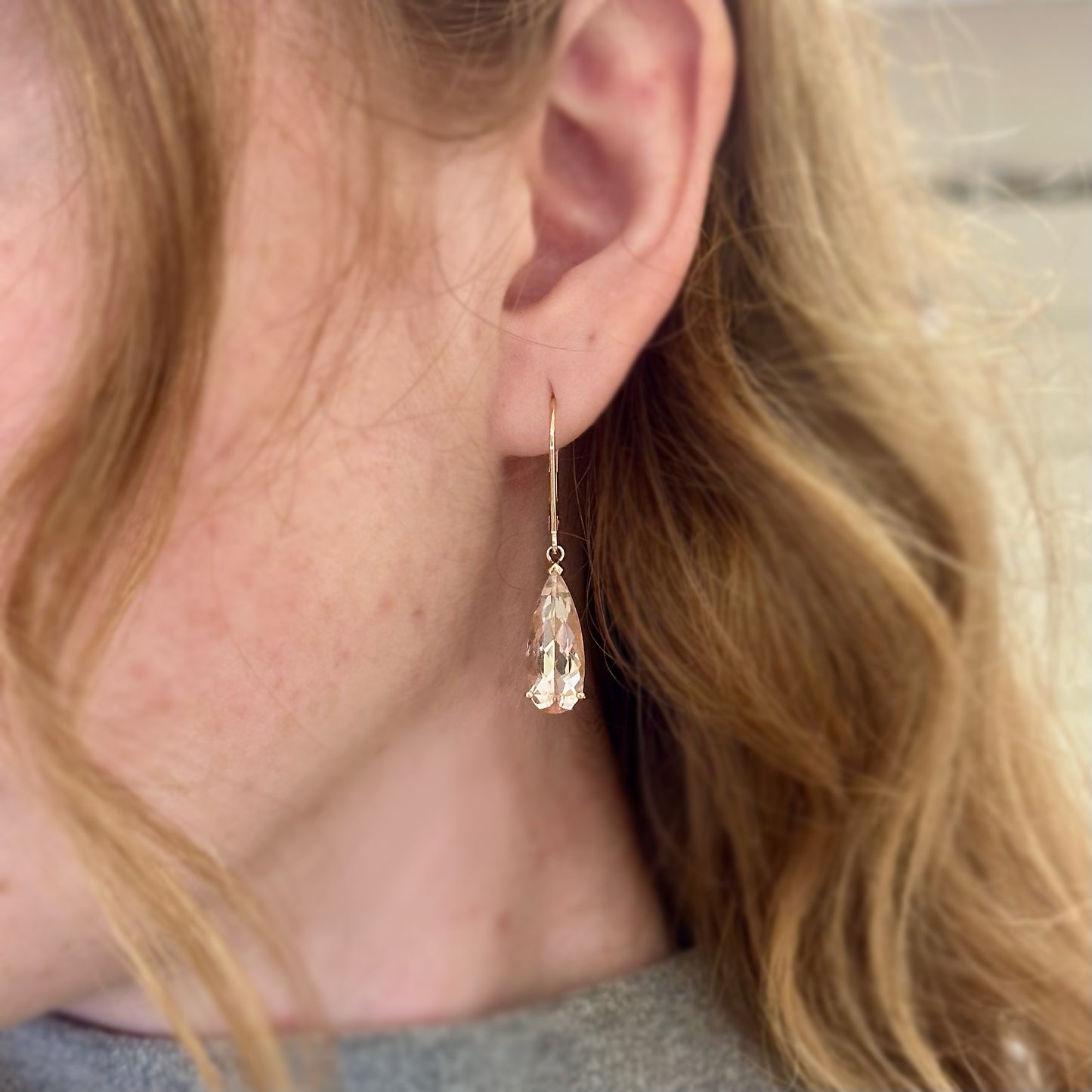 Morganite Pear Drop Earrings