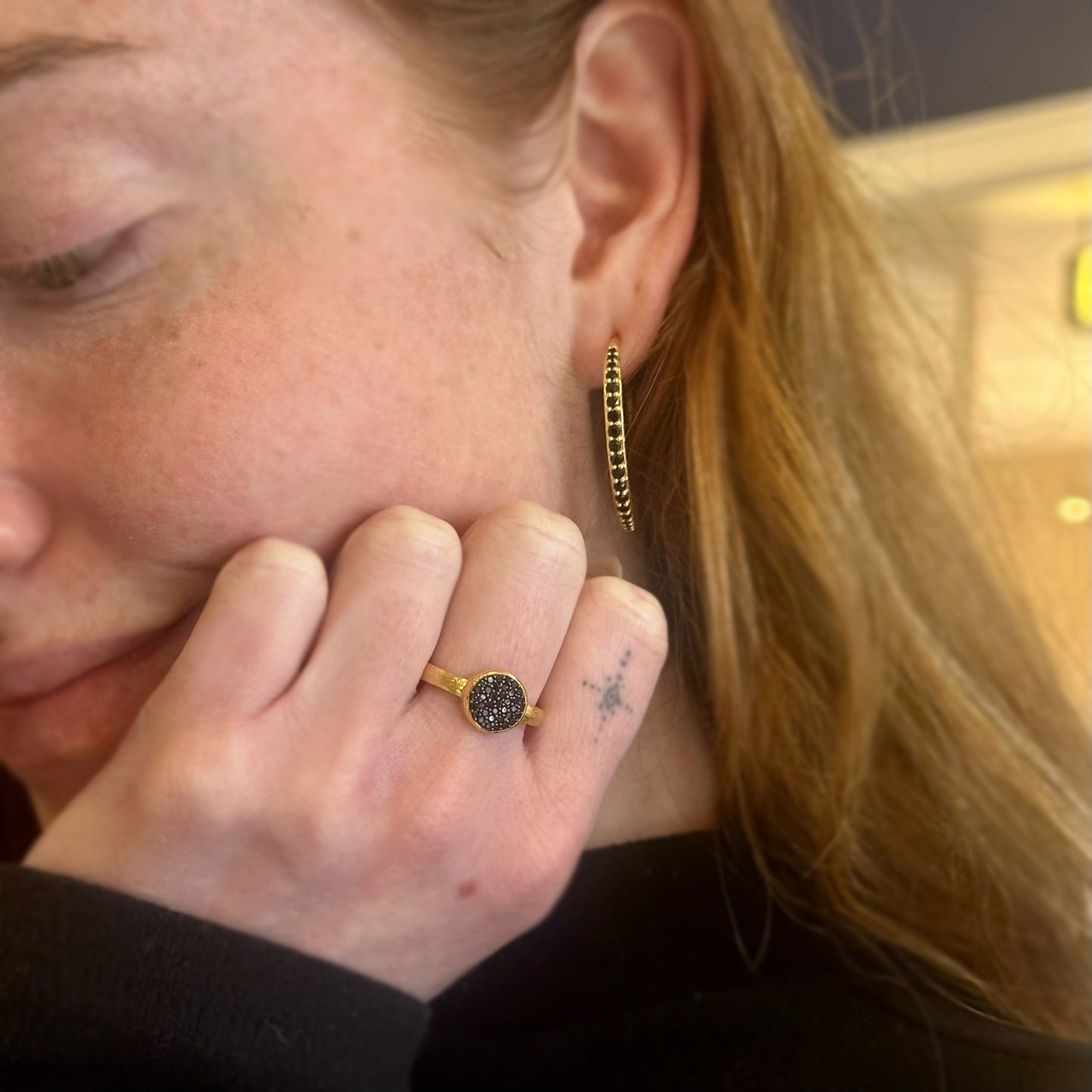 Black Spinel Pavé Ring