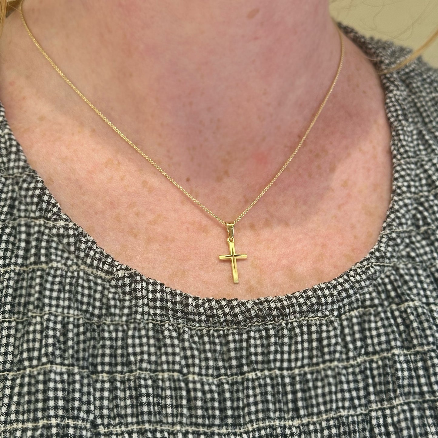 Matte Gold Diamond Cut Cross