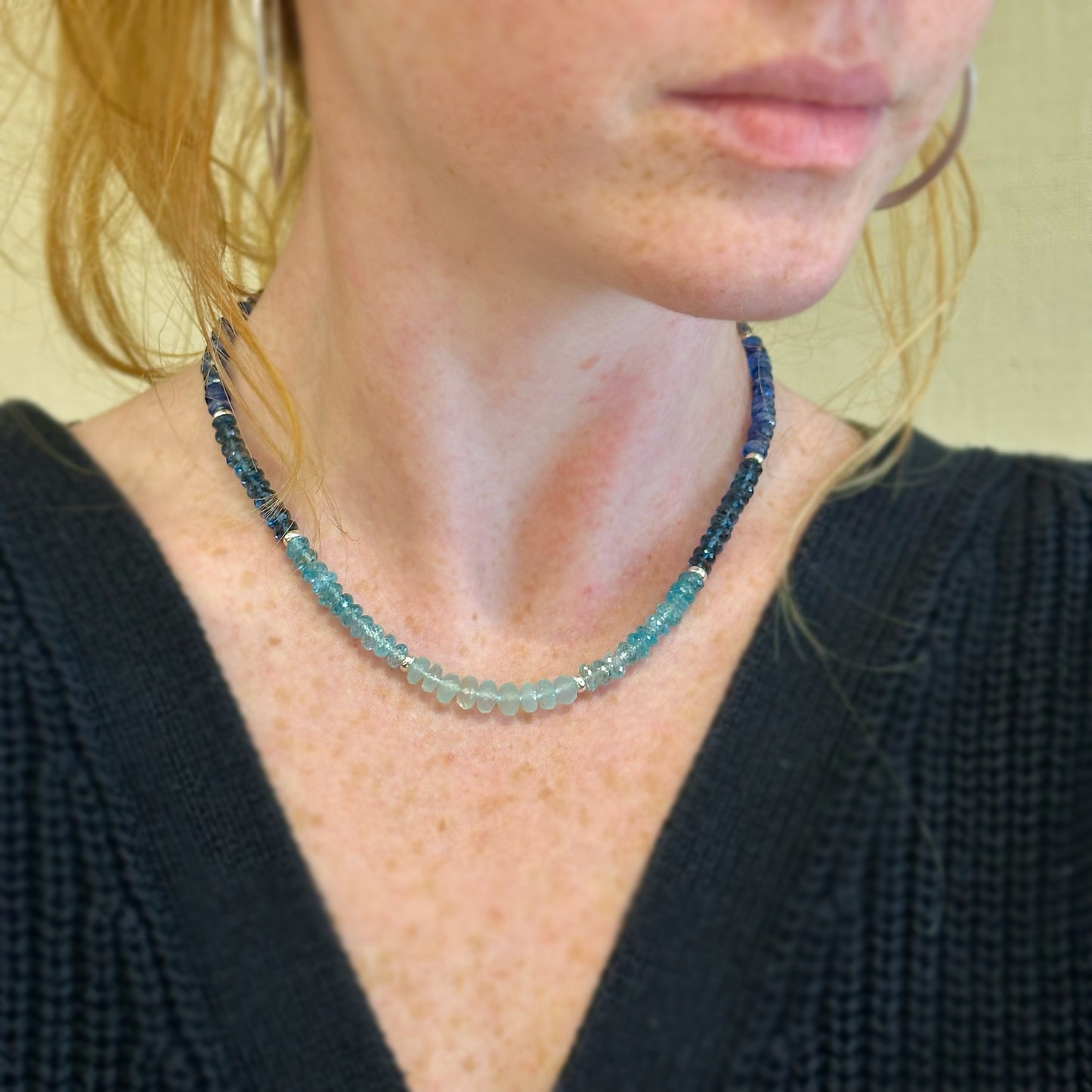 Faceted Blue Gemstone Ombre Necklace