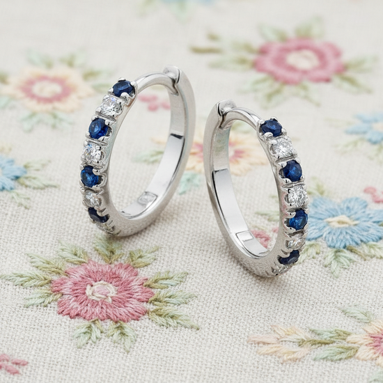 Sapphire Diamond Hoop Earrings