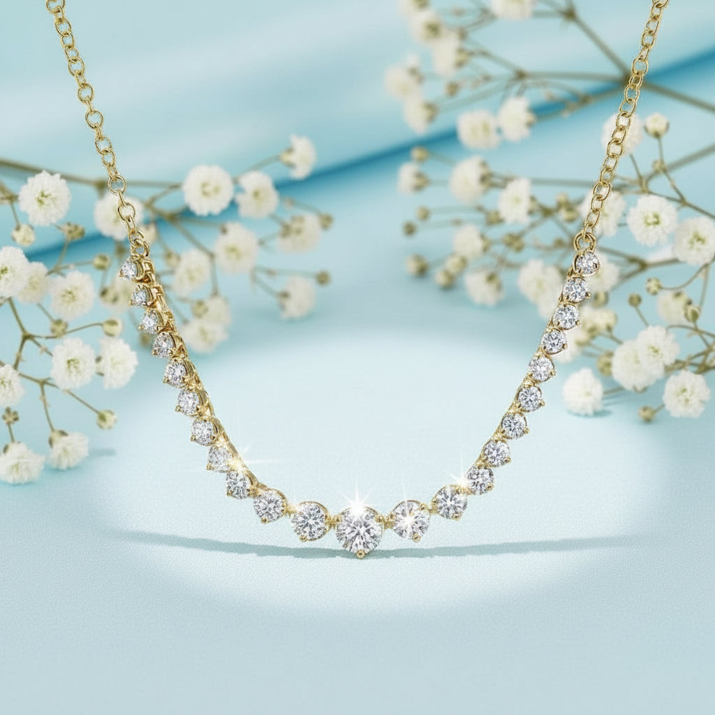Graduated Curve Diamond Necklace