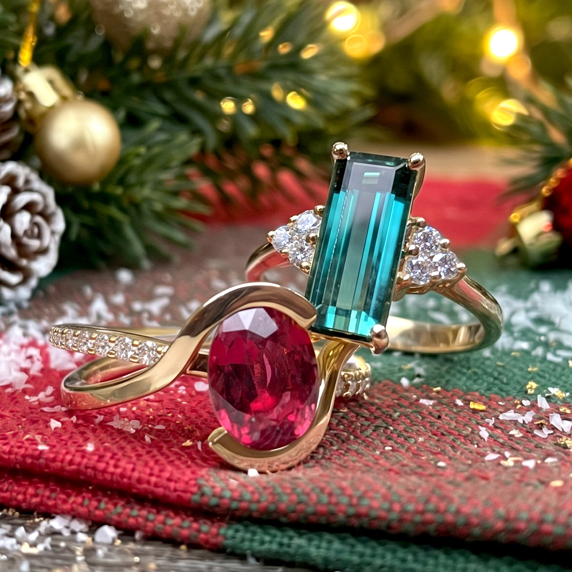Baguette Green Tourmaline Ring