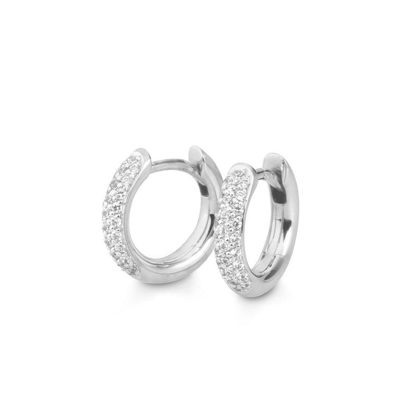 Pave hinged huggie hoops