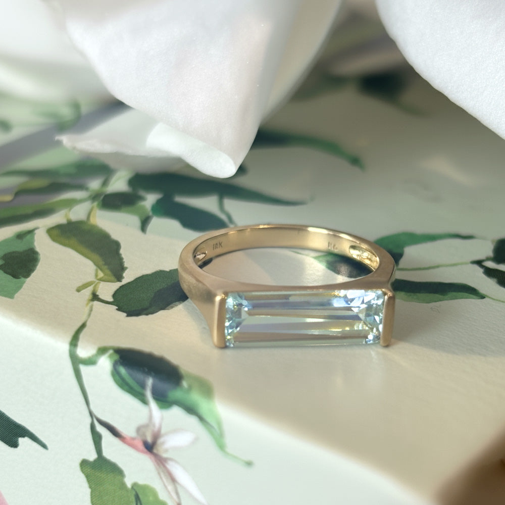 Aquamarine Baguette Ring