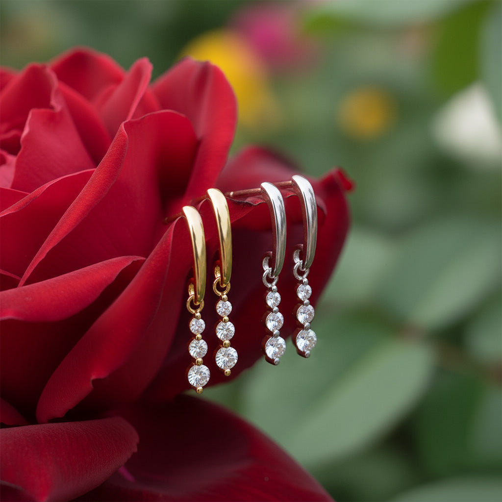 Line Dangles Diamond Earrings – Plumb Gold & Plumb Silver